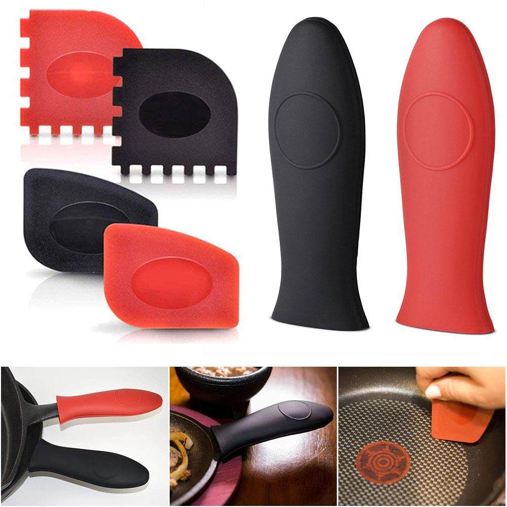 6pcs/set Kitchen Skillet Pots Cast Iron Pans Grip Sleeve Silicone