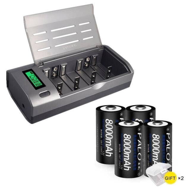 PALO D Size Battery 8000mAh Rechargeable Batteries LR20 1.2V NIMH