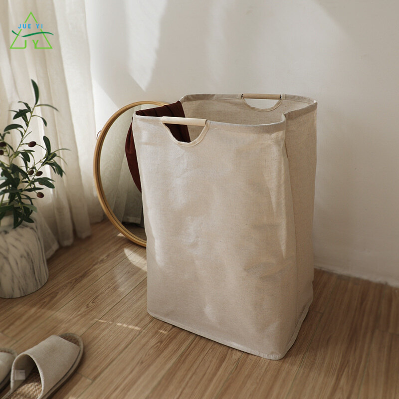 KS Japanese-style dirty clothes basket simple foldable wooden handle storage basket large-capacity doll toy foldable storage basket