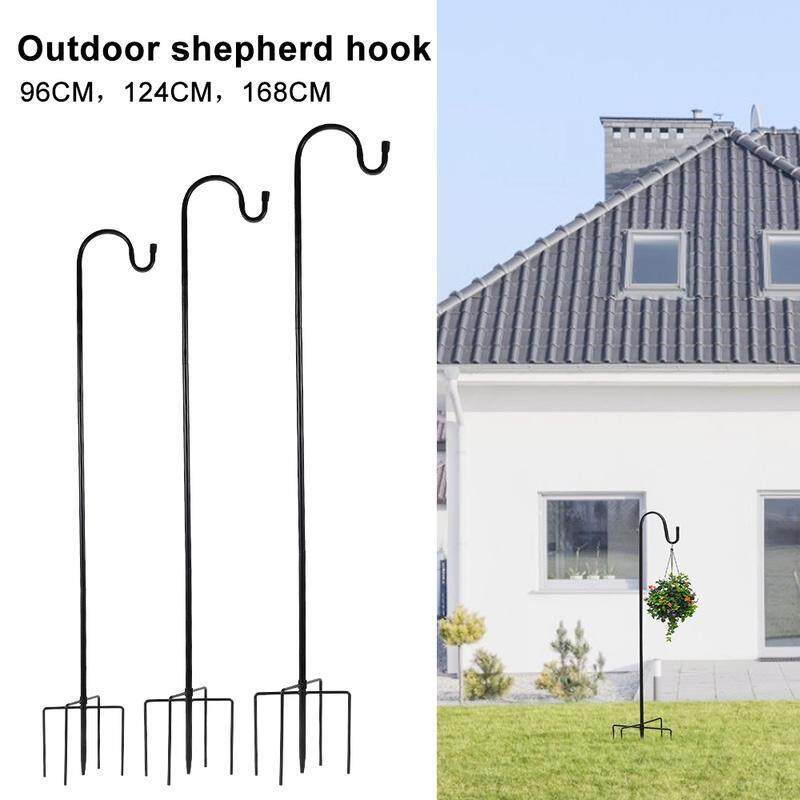 Adjustable Outdoor Shepherd Hook with 5 Prong Base Garden Hanging Stand Holder Plant Hook Outdoor Shepherd Device Bird Feeder Metal Stake