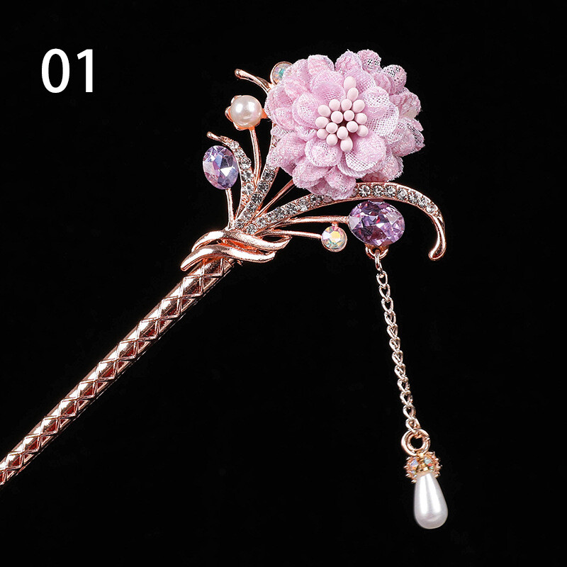 Acquire 1PC Elegant Flower Shape Pearl Hairpin Retro Tassel Hair Ornaments Jewelry Chinese Traditional Headdress Bride Tiara