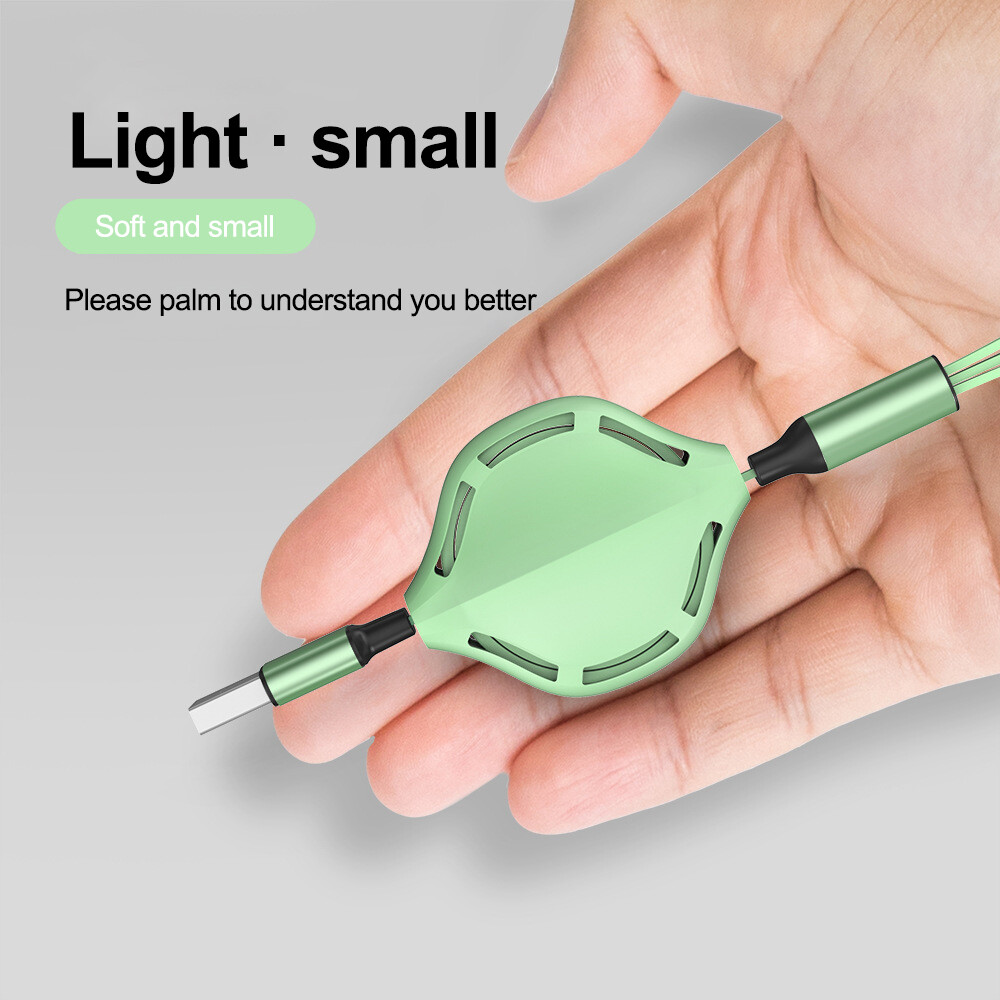 Cáp Sạc Nhanh 3 Trong 1 VAORLO Có Thể Thu Vào, Đầu Micro USB 8 Pin, Chất Lỏng Silicon Lỏng Cho IOS, Android, Huawei, Xiaomi, Oppo, Vivo, iPhone, 11Pro MAX, X XS, Redmi Note8 Pro, K20