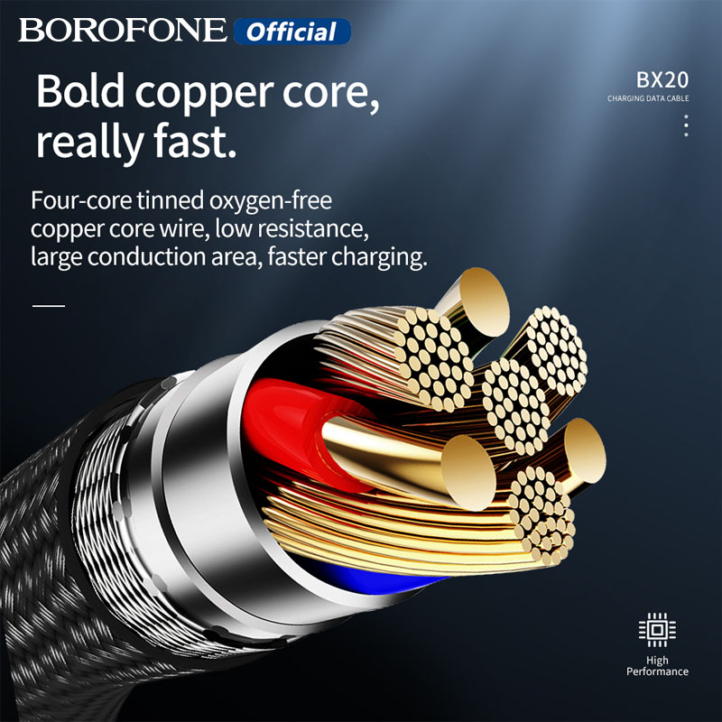Borofone bx20 Cáp USB Micro/sét/Type-C 2.4A Cáp dữ liệu sạc nhanh phổ quát cho Iphone điện thoại Android sạc nhanh với truyền dữ liệu
