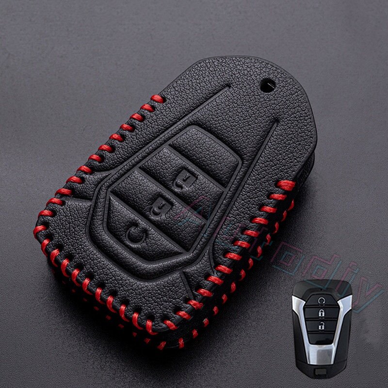 Leather key case for car remote key case isuzu x series x-series v-cross dmax mux 2021 d-max mu-x 3.0 mux 3 button 4 button isuzu dmax smartkey 2020-2021