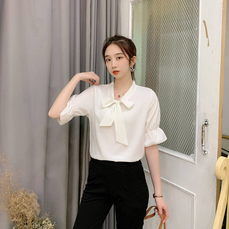 Cộng Với Kích Thước Áo Sơ Mi, Áo Cánh Voan Tay Công Chúa Phối Nơ