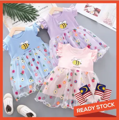Ready Stock Baby Dress Bees, Baju Bayi Perempuan, Baju Baby Girl, Baby girl dress, kids dress