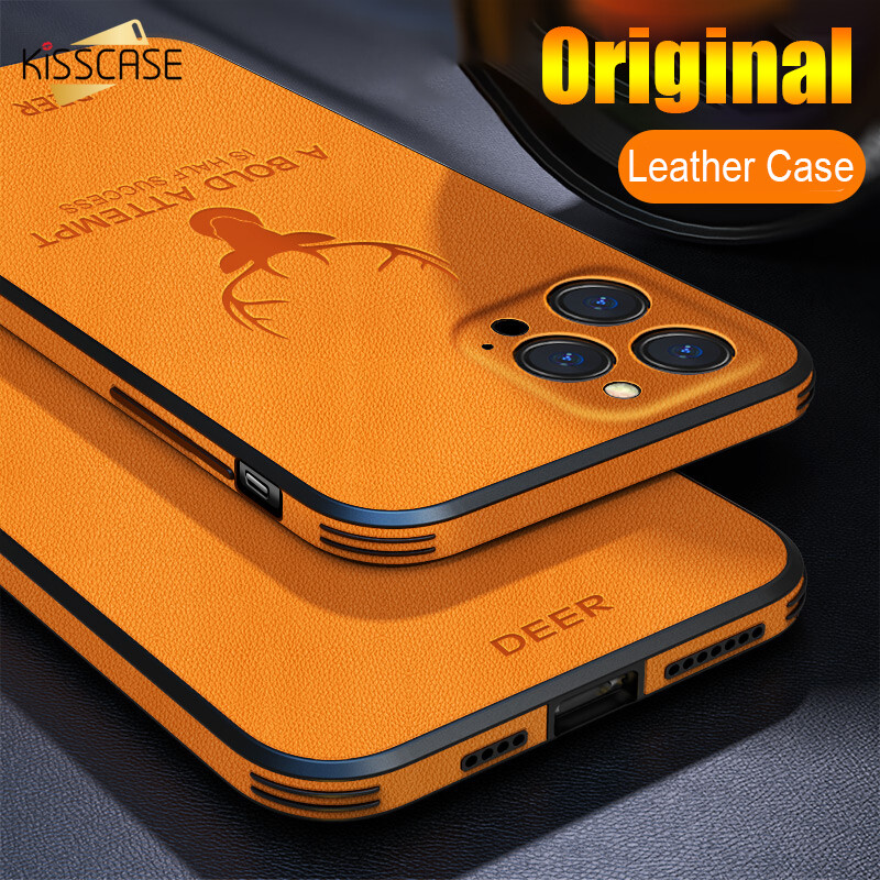 Kisscase luxury business leather bumper case for iphone 11 12 13 14 pro max mini xr xs x 8 7 plus shockproof soft deer cover for iphone 11 pro max 14 plus 14 pro 14 case