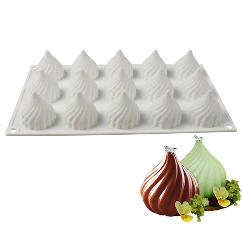 UG 15 Cavity Cone Whirlwind Onion Silicone Cake Mold for Chocolate Mousse Pudding