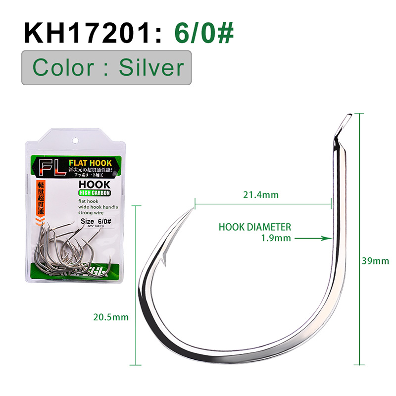 Proberos 10pcs pike fishing hooks size 1/0-2/0-3/0-4/0-5/0-6/0# slow jigging fishhooks barbed high carbon steel single hooks saltwater boat fishing tackle kh17201