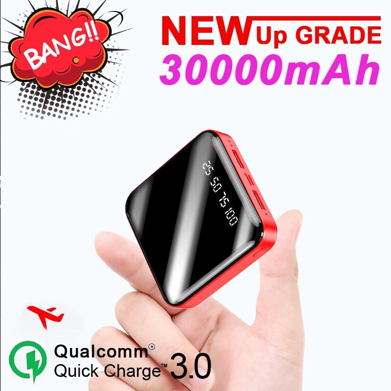 BÁO GIÁ CÁCH XẢ PIN ĐIỆN THOẠI IPHONE | Shopee Lazada Sendo Tiki mới nhất 52 Pin Dự Phòng Mini Sạc Di Động Dung Lượng Lớn 30000MAH Pin Điện Thoại Gắn Ngoài Màn Hình 2USB Gương Cho IPhone Xiaomi Samsung