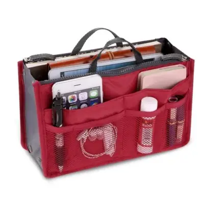 Women Multifunction Portable Double Zipper Travel Cosmetic Handbag Organizer Handbag