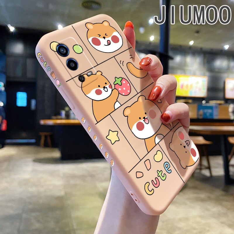 JIUMOO Case For OPPO A55 4G A55 5G Case With Cartoon Cute Lovely Girls New Design Phone Case Side Edge Square Pattern Cases Silicone Shockproof Casing Full Back Cover Camera Protect Soft Case