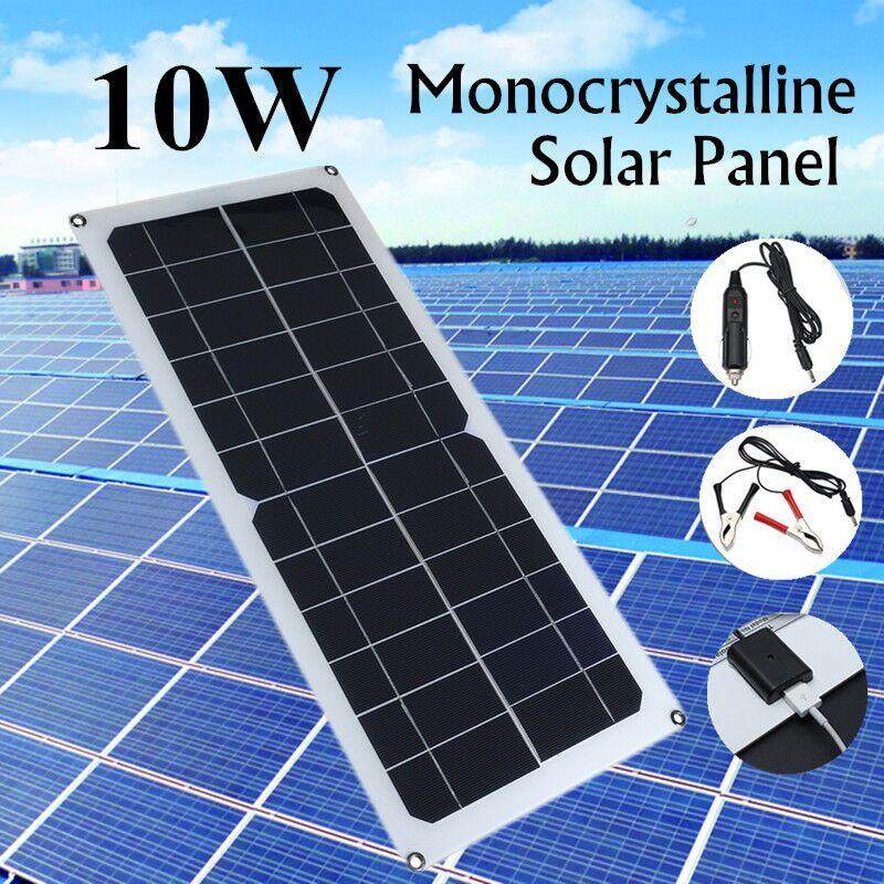 【Free Vận Chuyển + Đèn Flash Deal】 10 W 5 V 12 V Monocrystalline Bảng Điều Khiển Năng Lượng Mặt Trời Sạc Pin RV Motorhome Tàu Thuyền