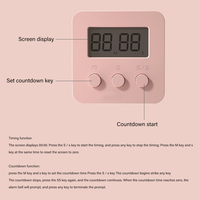 Kitchen Timer, Digital Timers Loud Alarm Kitchen Timers for Cooking , Upgrade Silent Classroom Timer
