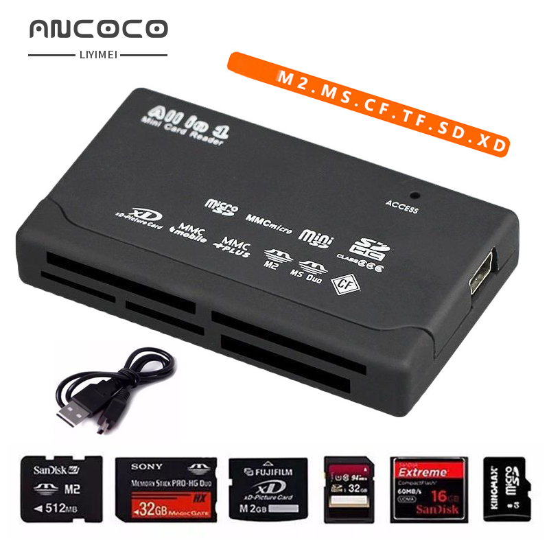 Đầu Đọc Thẻ Tất Cả Trong Một Bộ Chuyển Đổi Đầu Đọc Thẻ SD USB 2.0 Hỗ Trợ TF CF SD Mini SD SDHC MMC MS XD Mới