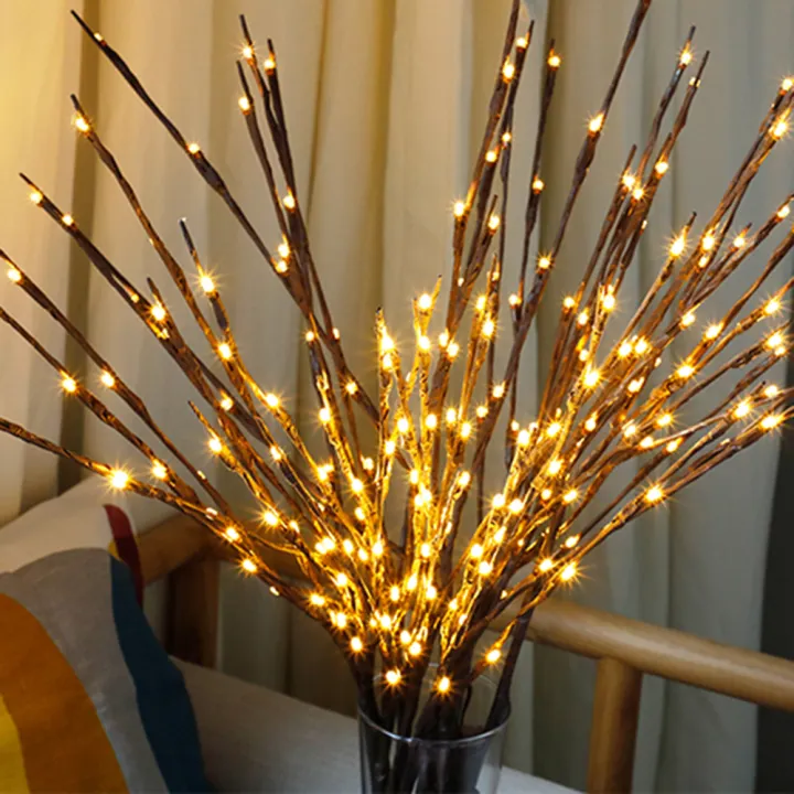 20 Bulbs Led Fairy Lights Willow Branch Lights Lamp Natural Tall