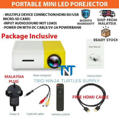 (READY STOCK) Portable Mini Projector YG300 HD LED Home Theater Cinema 1080p AV USB HDMI MALAYSIA PLUG