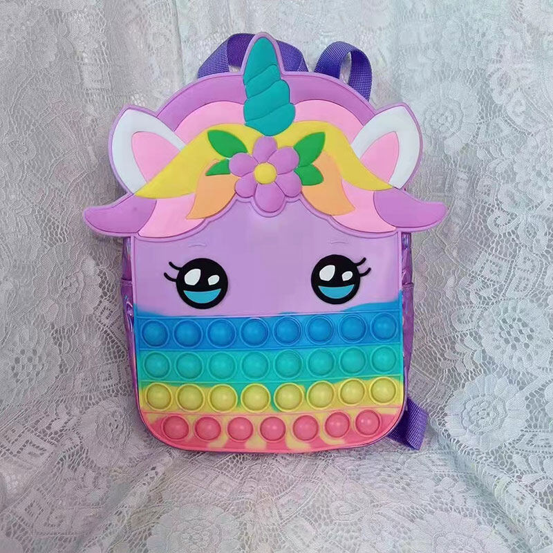 HOBIBEAR Children unicorn backpack rat killing backpack decompression toy bag silicone bag