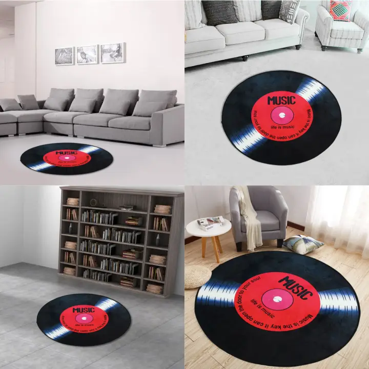 Retro Vinyl Record Printing Soft Fabric, Vinyl Record Floor