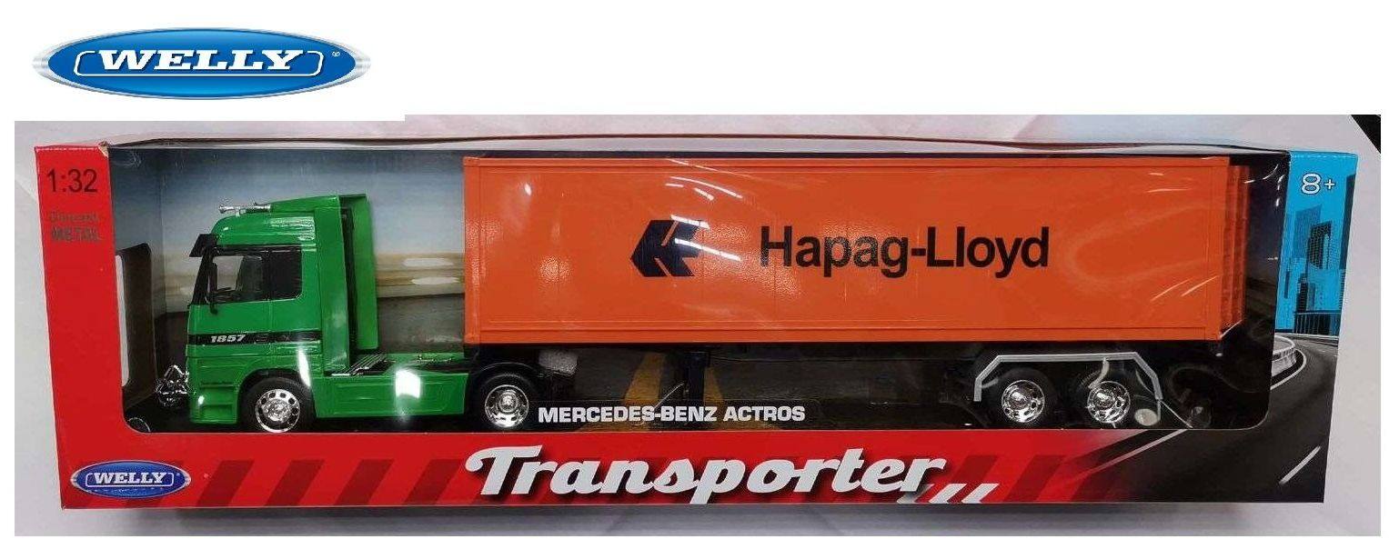 WELLY 1:32 METAL DIE CAST MERCEDES ACTROS TRACTOR TRAILER