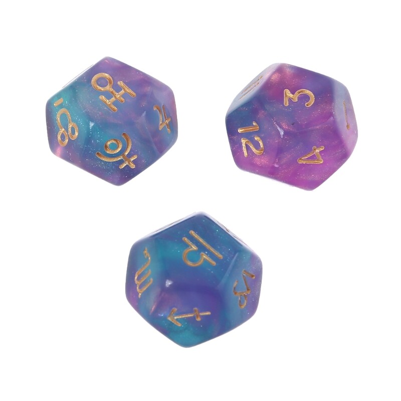 3Pcs/Set Astrological Dice 12-Sided Polyhedral Dice Astrology Ta-rot Card Constellation Divination Zodiac Dice Set
