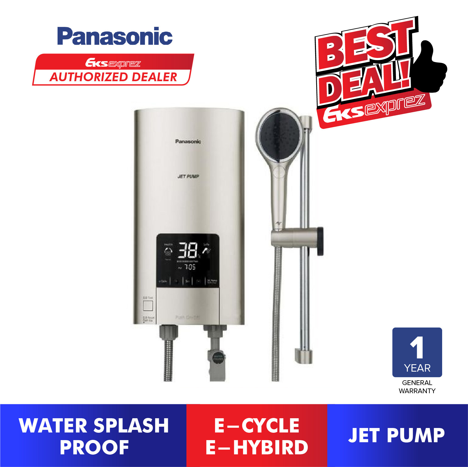 Panasonic Jet Pump Water Heater DH-3NDP1MS / DH-3NDP1MSR (with Rain Shower)  | Lazada