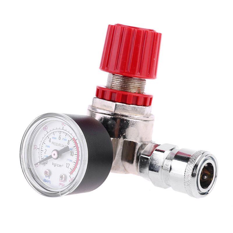 Pressure Regulator Switch Valve Gauge w Male/Female Connector for Air Compressor