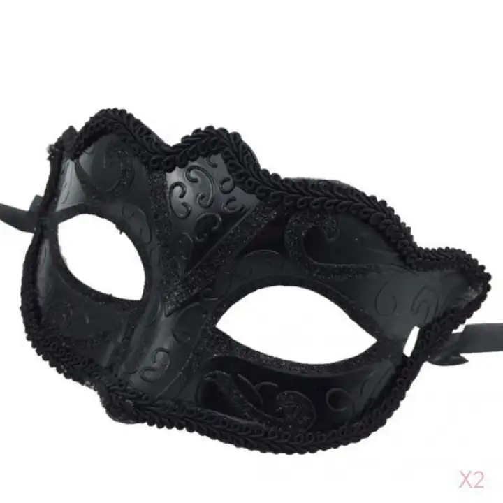 Fenteer 2xmen Ladies Masquerade Ball Mask Venetian Party Eye Mask New Black Carnival Lazada Ph