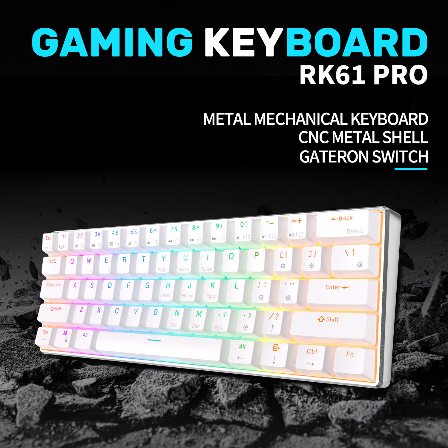 RK Royal Kludge RK61 Pro Mechanical Keyboard 60 Layout Aluminum Frame RGB Trimode USB 2.4G