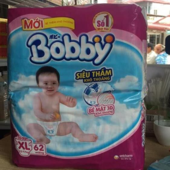 MẪU MƠI - Bỉm Bobby dán S80,M76,L68, xl62 (12-17kg) miếng
