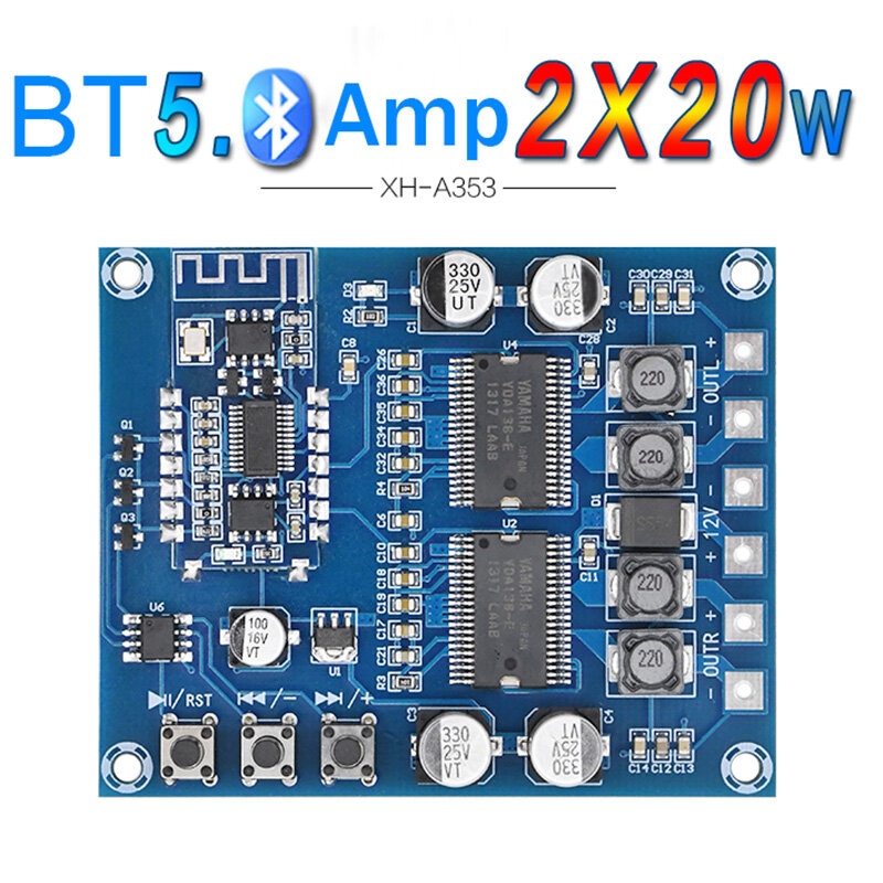 1pcs hi-fi hd yamaha digital bluetooth amplifier board xh-a353yda138-e dual 20w core upgraded audio
