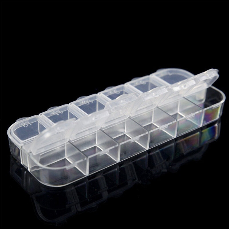 12 Grids Transparent Rhinestones Gems Jewerly Storage Case Separated Plastic Empty Container Earring Display Box