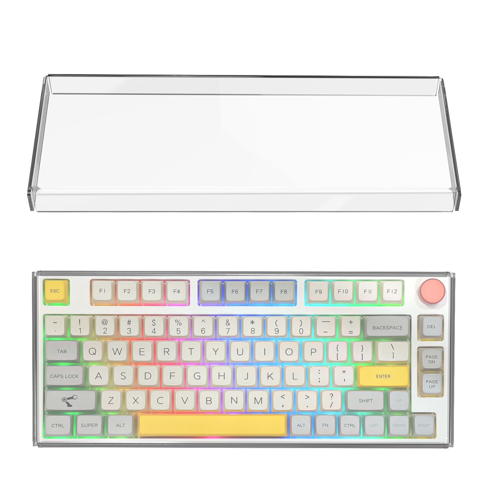 Geekria 75% knob acrylic keyboard dust cover for 84 keys computer wireless keyboards, clear keypads cover compatible with epomaker th80 75% mechanical, glorious gaming - gmmk pro 75% keyboard
