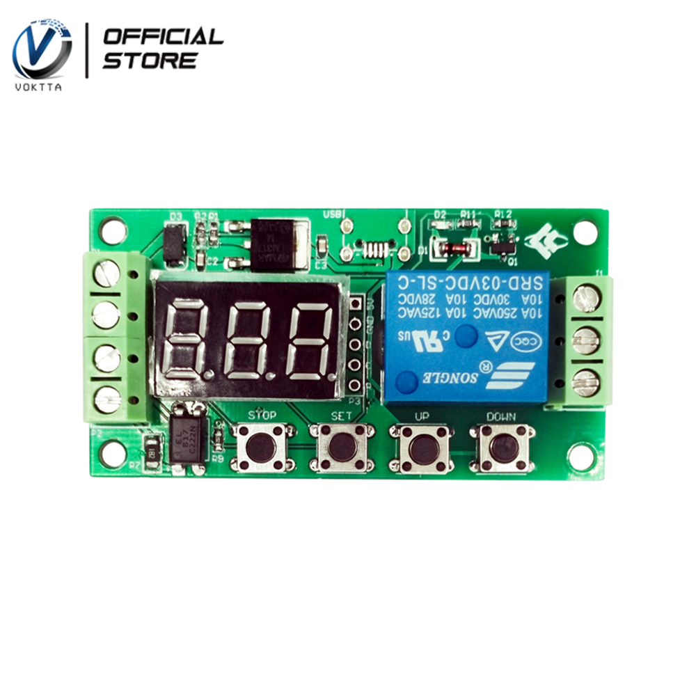 VOKTTA Mô-đun Công Tắc Mạch Rơ Le Thời Gian Trễ Hiển Thị Kỹ Thuật Số LCD 5V-30V Công Tắc Độ Trễ Rơ Le Thời Gian Chu Kỳ Có Thể Điều Chỉnh Tự Làm