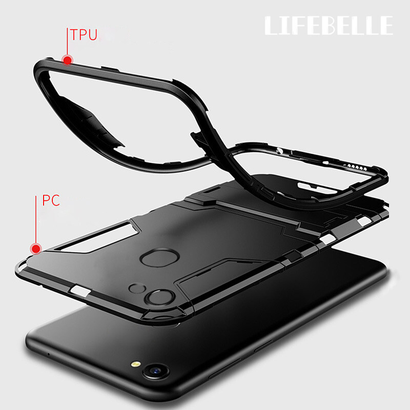 Lifebelle Cho OPPO F5 / F5 Tuổi Trẻ/Ốp A73, Vỏ Điện Thoại Lai Chống Sốc Kiểu Áo Giáp Nhựa Cứng + Thiết Kế Chân Đế Bằng Silicon Mềm