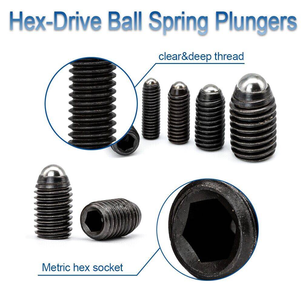 Spring Plunger Ball, Spring Plunger Ball, 20Pcs Hexagon Socket Spring Ball Plunger Carbon Steel Screwdriver Type M4[M4*6], Ball Nose, Ball