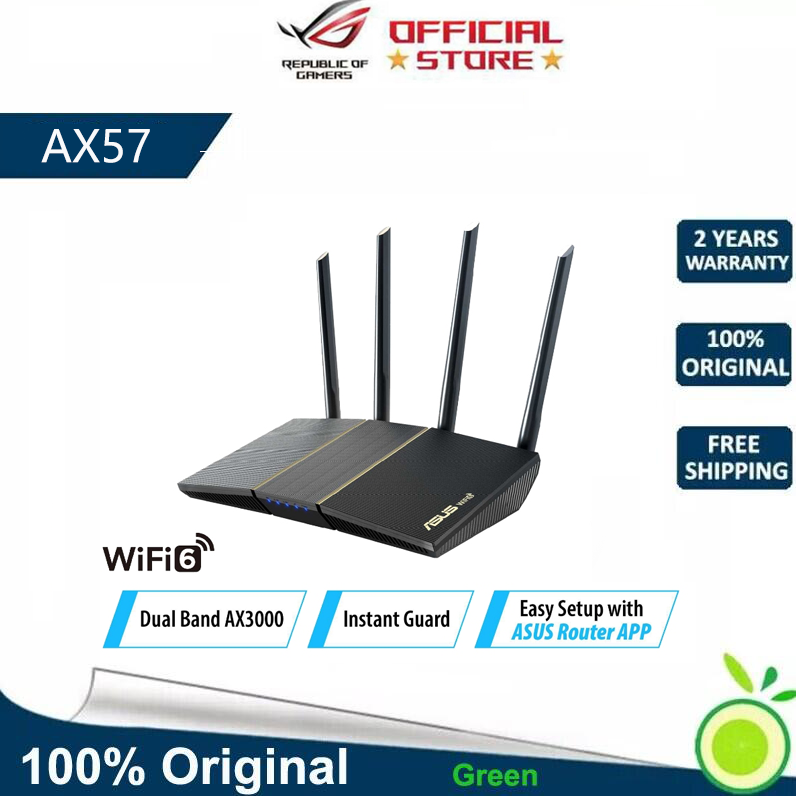 Asus RT-AX57 AX3000 Dual Band WiFi 6 Router supporting MU-MIMO and ...