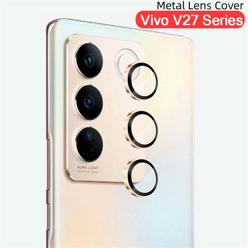 Máy Ảnh phim bảo vệ cho Vivo V27E V27 Pro V27Pro V 27 5G Rõ Ràng Vòng Kim Loại Cover Quay Lại kính cường lực bảo vệ màn hình camera tấm dán bảo vệ ống kính