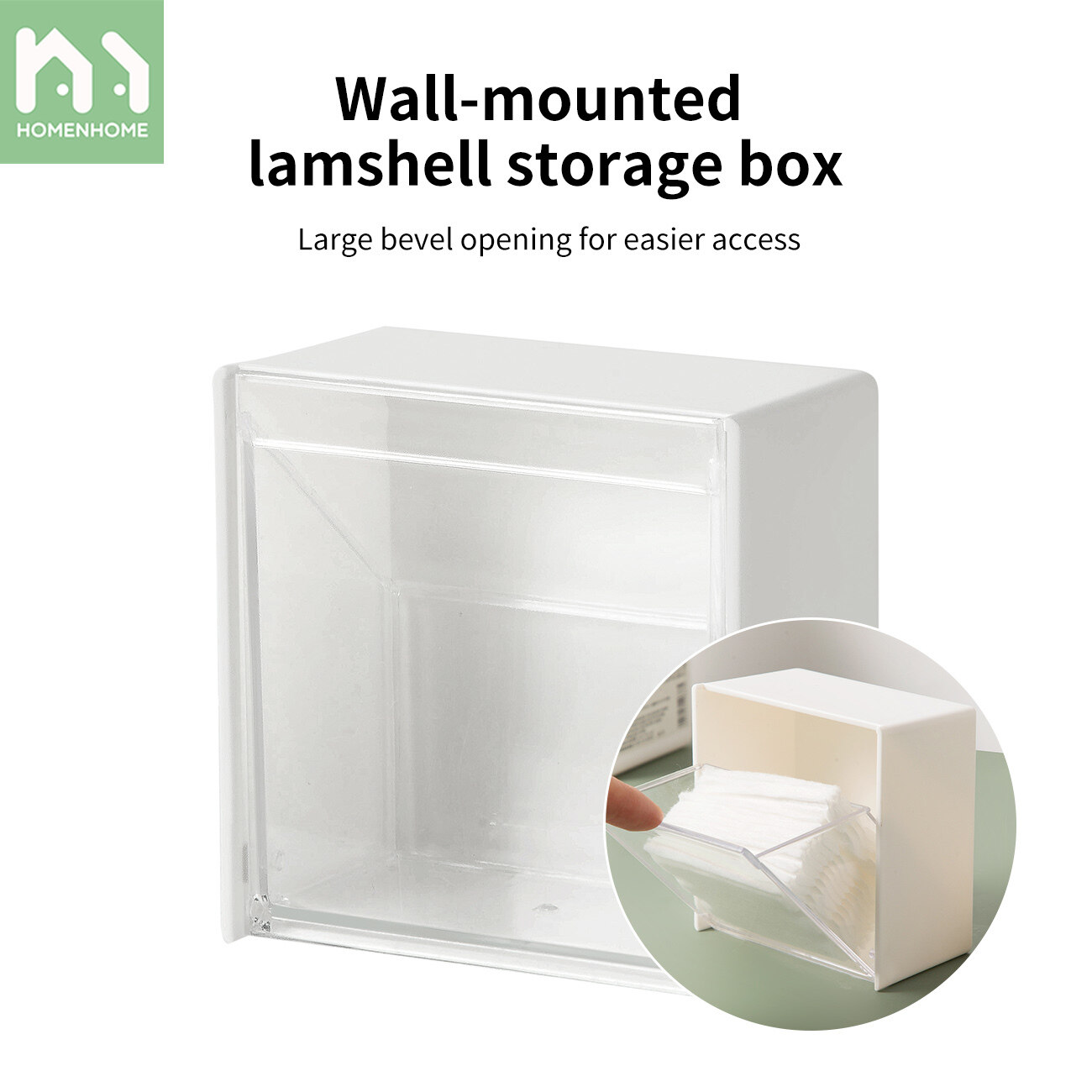 Homenhome Bathroom Organizer for Cotton Pads Hair Ring Container Napkin Holder Wall-mounted Organizer for Cosmetics Swab Holder Qtip Storage Box
