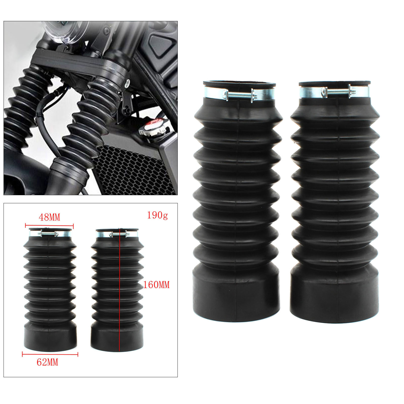 CCBEST Motorcycle Rubber Front Fork Cover Shock Absorber Gaiters Boots for Honda Rebel