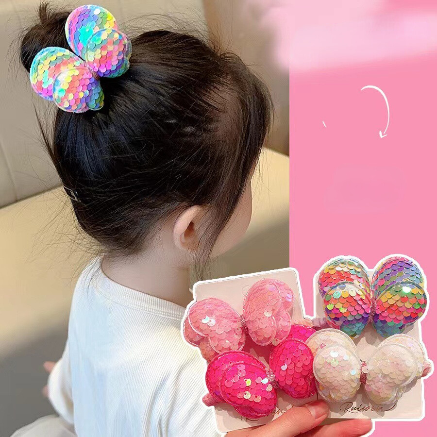 Dây buộc tóc nơ sequin dễ thương cho trẻ em