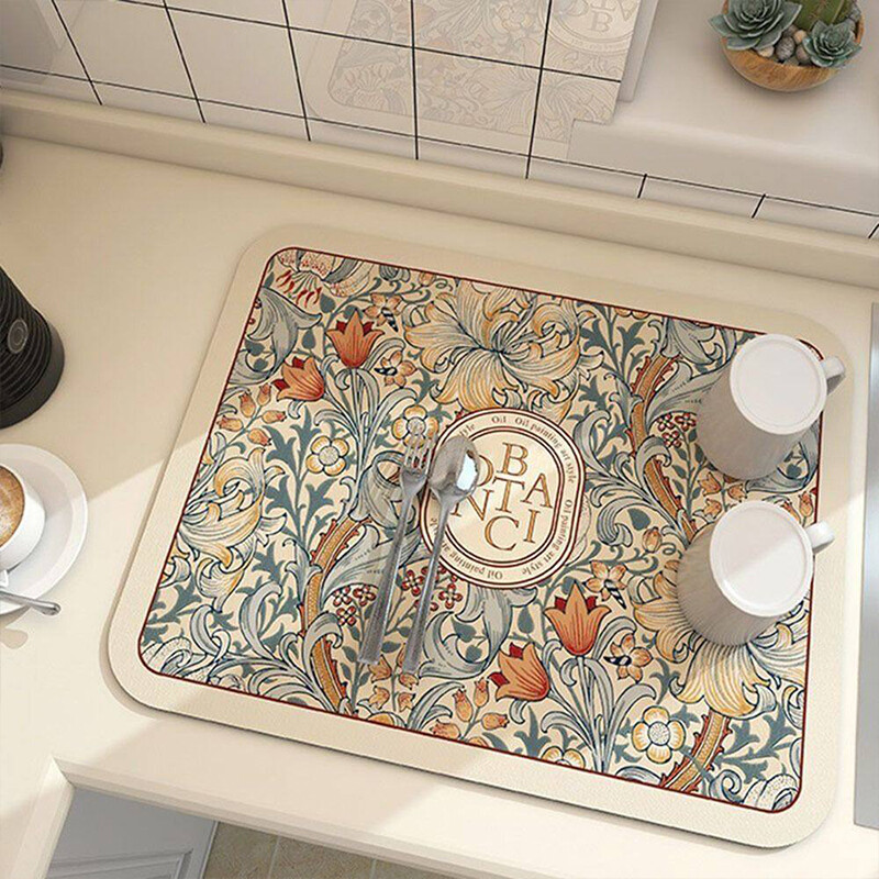 Kitchen Sink Absorbent Pad Kitchen Drain Mat Anti Slip Dish Drying Mat Kitchen Countertop Draining Mat Kitchen Accessories