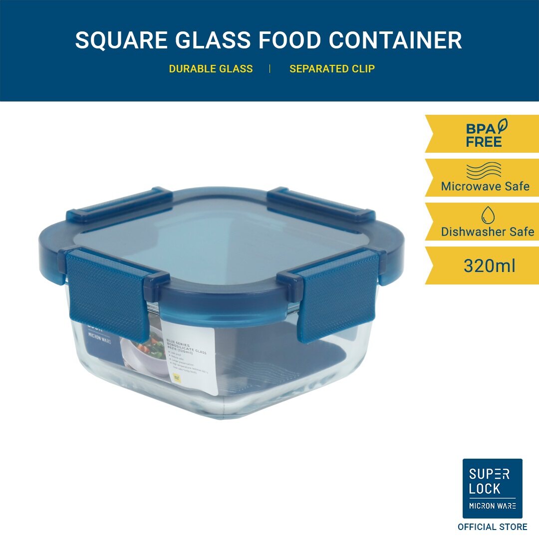 Superlock Airtight Borosilicate Glass Square Food Container 320ml Lazada