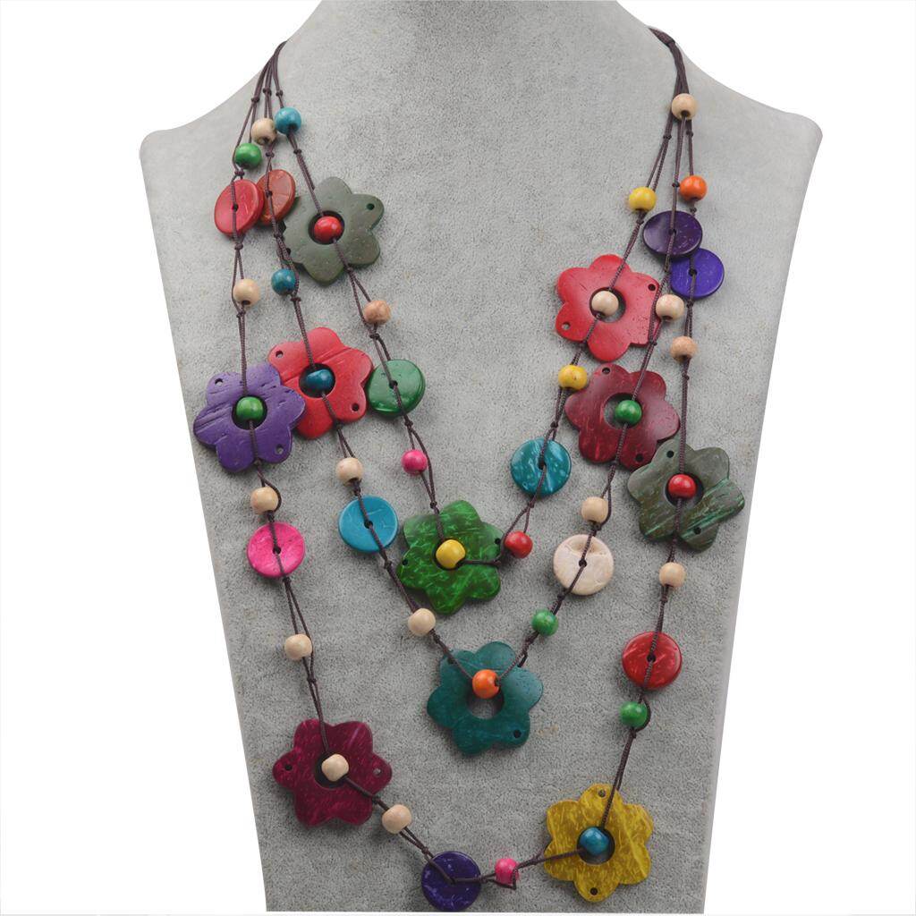 Aituan Bohemian Coconut Shell Wood Bead Necklaces Women Ethnic Jewelry Necklace