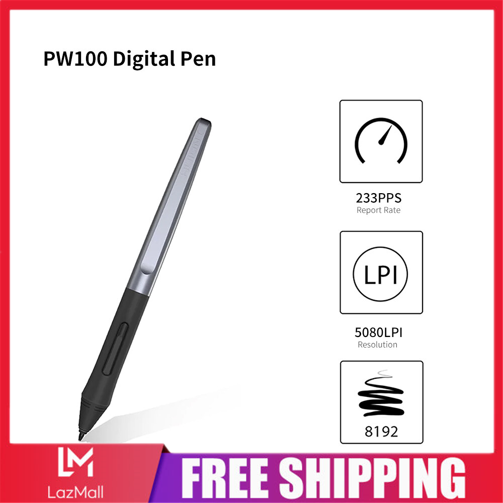 Huion pw100 digital pen battery-free digital pen with 2 programmable buttons for huion h1060p h610pro v2 graphic tablets