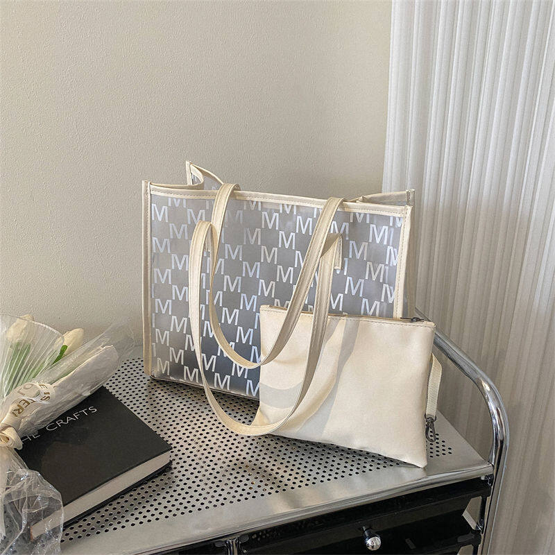 ELACCENT Large capacity transparent bag female fashion fashion shoulder bag Tote bag jelly bag