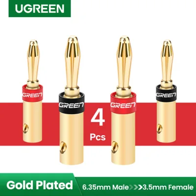 UGREEN 2 Pair/4 pcs 24K Gold-Plated Banana Plug Connector Corrosion-Resistant Banana Connector for Vedio Speaker Amplifier-Intl