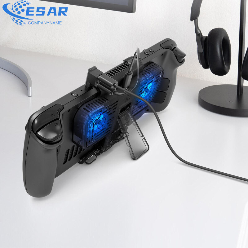 Ergonomic Cooling Fan With Bracket Compatible For Steamdeck / Switch / Oled Host With Dual C-port Adapter