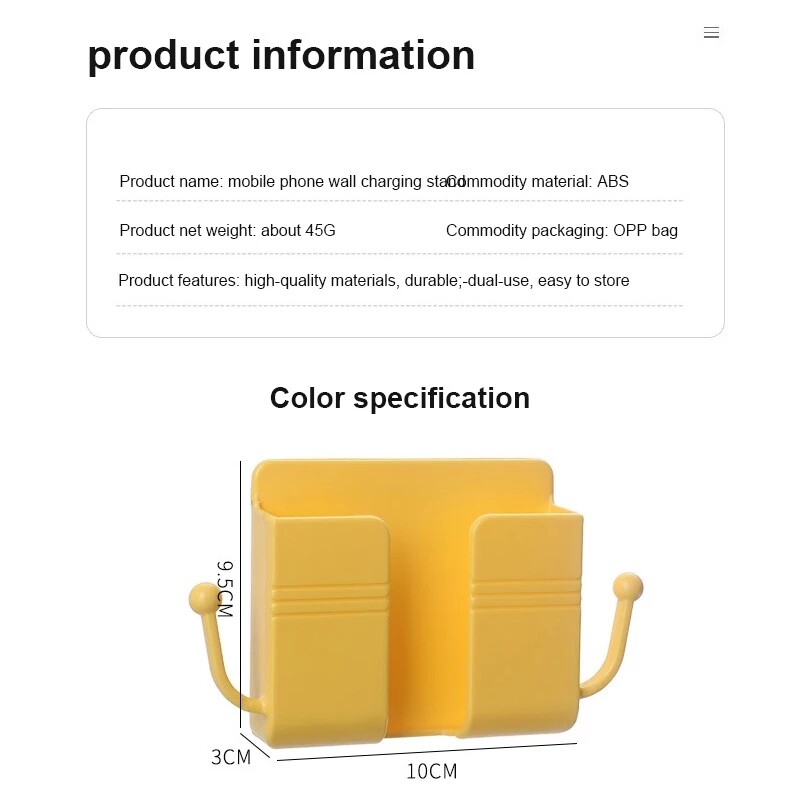 Wall Mounted Organizer Storage Box Remote Control Mounted Mobile Phone Plug Wall Holder Charging Multifunction Adhesive Holder