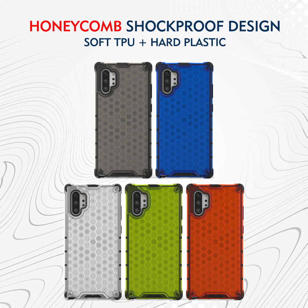 UFLAXE Honeycomb Shockproof Hard Case for Samsung Galaxy Note 10 / Note 10 Plus / Note 10 Lite Full Protection Clear Translucent Case Durable Back Cover anti-shock Protective Casing